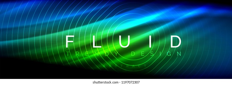Neonleuchtende Fließbandlinien, magisches Energiespeicher-Lichtkonzept, abstrakter Hintergrund-Bildschirmhintergrund, Vektorgrafik