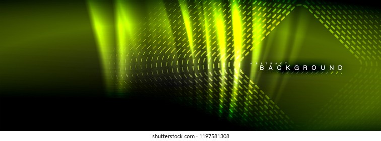 Neon glowing fluid wave lines, magic energy space light concept, abstract background wallpaper design, vector illustration