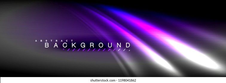 Líneas de onda de fluido brillantes neón, concepto de luz espacial mágica, diseño de fondo abstracto de fondo de fondo de fondo, ilustración vectorial
