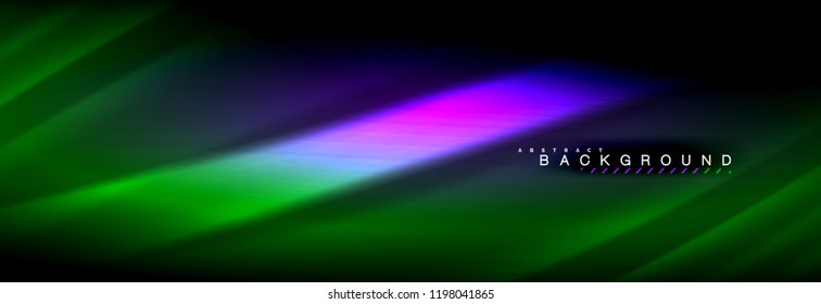 Neon glowing fluid wave lines, magic energy space light concept, abstract background wallpaper design, vector illustration