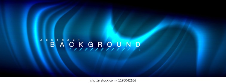 Neon glowing fluid wave lines, magic energy space light concept, abstract background wallpaper design, vector illustration