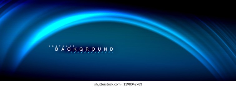 Neon glowing fluid wave lines, magic energy space light concept, abstract background wallpaper design, vector illustration