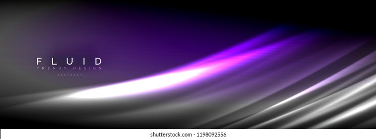 Neonleuchtende Fließbandlinien, magisches Energiespeicher-Lichtkonzept, abstrakter Hintergrund-Bildschirmhintergrund, Vektorgrafik