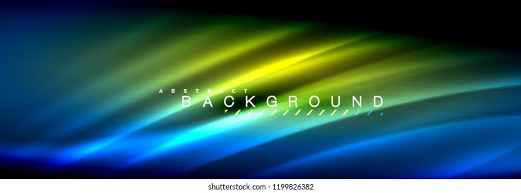 Neonleuchtende Fließbandlinien, magisches Energiespeicher-Lichtkonzept, abstrakter Hintergrund-Bildschirmhintergrund, Vektorgrafik