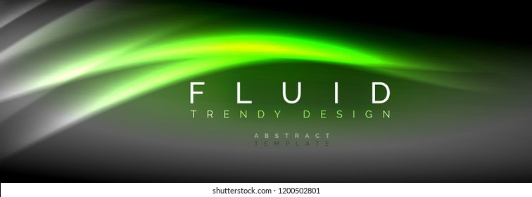 Neon glowing fluid wave lines, magic energy space light concept, abstract background wallpaper design, vector illustration