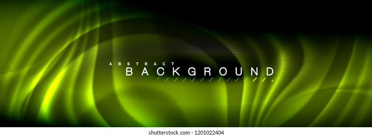 Neon glowing fluid wave lines, magic energy space light concept, abstract background wallpaper design, vector illustration