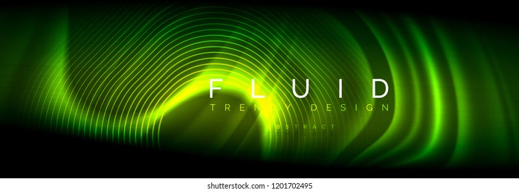 Neonleuchtende Fließbandlinien, magisches Energiespeicher-Lichtkonzept, abstrakter Hintergrund-Bildschirmhintergrund, Vektorgrafik