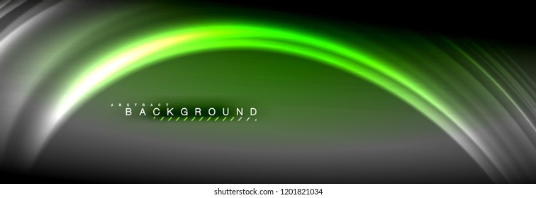 Neon glowing fluid wave lines, magic energy space light concept, abstract background wallpaper design, vector illustration