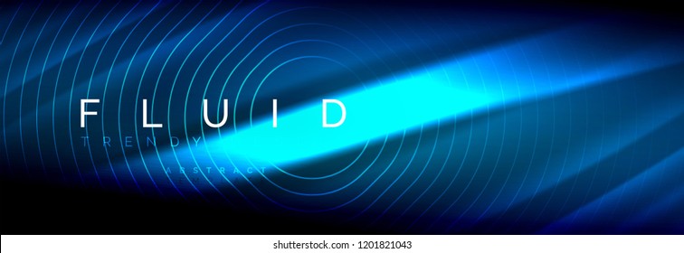 Neon glowing fluid wave lines, magic energy space light concept, abstract background wallpaper design, vector illustration