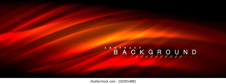 Neon glowing fluid wave lines, magic energy space light concept, abstract background wallpaper design, vector illustration