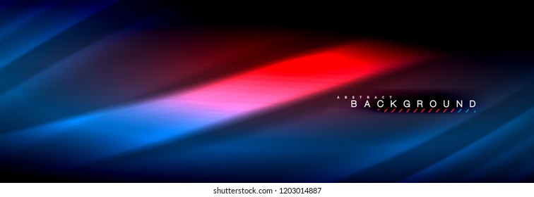 Líneas de onda de fluido brillantes neón, concepto de luz espacial mágica, diseño de fondo abstracto de fondo de fondo de fondo, ilustración vectorial