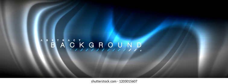 Neonleuchtende Fließbandlinien, magisches Energiespeicher-Lichtkonzept, abstrakter Hintergrund-Bildschirmhintergrund, Vektorgrafik