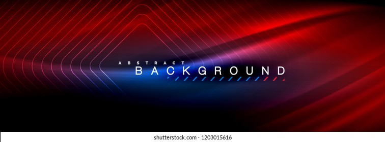 Neon glowing fluid wave lines, magic energy space light concept, abstract background wallpaper design, vector illustration