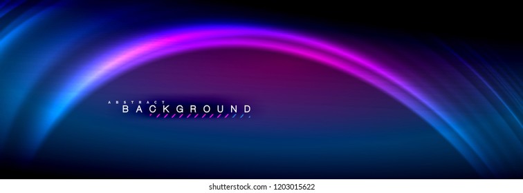Neonleuchtende Fließbandlinien, Zauberenergie-Raum-Lichtkonzept, abstrakter Hintergrund-Bildschirmhintergrund, Vektorillustration-Illustration