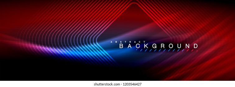 Líneas de onda de fluido brillantes neón, concepto de luz espacial mágica, diseño de fondo abstracto de fondo de fondo de fondo, ilustración vectorial