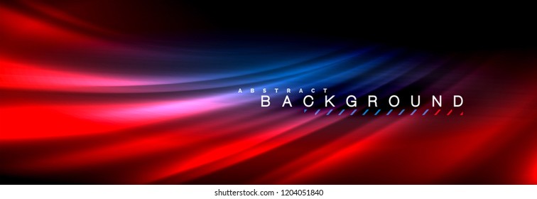 Líneas de onda de fluido brillantes neón, concepto de luz espacial mágica, diseño de fondo abstracto de fondo de fondo de fondo, ilustración vectorial