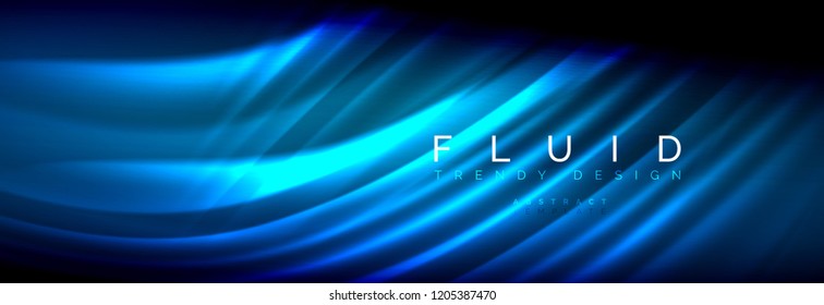 Líneas de onda de fluido brillantes neón, concepto de luz espacial mágica, diseño de fondo abstracto de fondo de fondo de fondo, ilustración vectorial