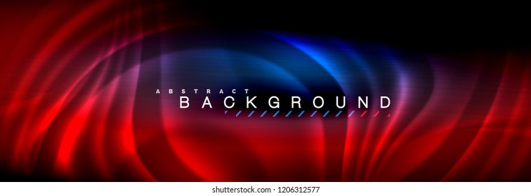 Líneas de onda de fluido brillantes neón, concepto de luz espacial mágica, diseño de fondo abstracto de fondo de fondo de fondo, ilustración vectorial