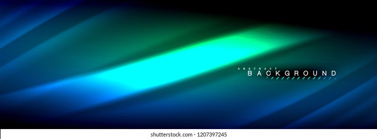 Neon glowing fluid wave lines, magic energy space light concept, abstract background wallpaper design, vector illustration