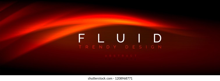 Líneas de onda de fluido brillantes neón, concepto de luz espacial mágica, diseño de fondo abstracto de fondo de fondo de fondo, ilustración vectorial