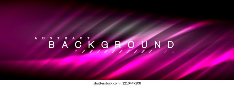 Neon glowing fluid wave lines, magic energy space light concept, abstract background wallpaper design, vector illustration