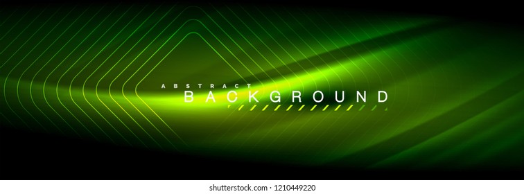 Líneas de onda de fluido brillantes neón, concepto de luz espacial mágica, diseño de fondo abstracto de fondo de fondo de fondo, ilustración vectorial