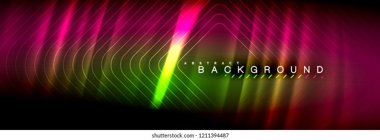 Líneas de onda de fluido brillantes neón, concepto de luz espacial mágica, diseño de fondo abstracto de fondo de fondo de fondo, ilustración vectorial