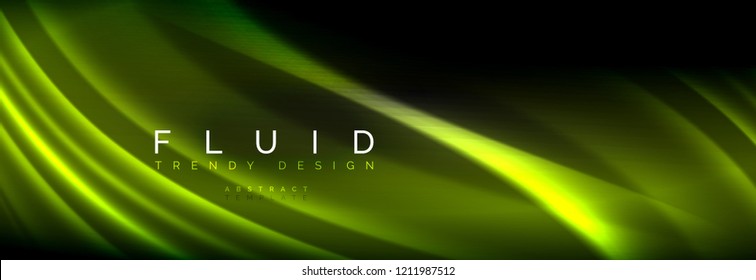 Neon glowing fluid wave lines, magic energy space light concept, abstract background wallpaper design, vector illustration