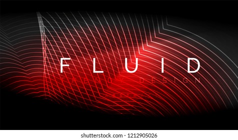 Líneas de onda de fluido brillantes neón, concepto de luz de espacio mágico, diseño de fondo abstracto de fondo de fondo, ilustración de textura vectorial ripple