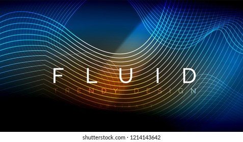 Neon glowing fluid wave lines, magic energy space light concept, abstract background wallpaper design, vector ripple texture illustration