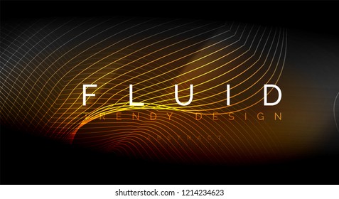 Neon glowing fluid wave lines, magic energy space light concept, abstract background wallpaper design, vector ripple texture illustration