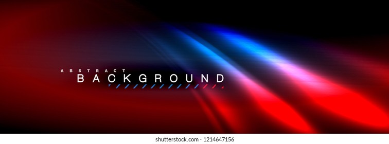 Neon glowing fluid wave lines, magic energy space light concept, abstract background wallpaper design, vector illustration