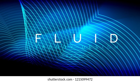 Neonleuchtende Fließbandlinien, magisches Energielampenlicht-Konzept, abstrakter Hintergrund, Tapete-Design, Vektorgrafik