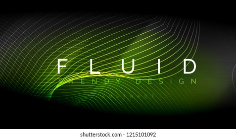 Líneas de onda de fluido brillantes neón, concepto de luz de espacio mágico, diseño de fondo abstracto de fondo de fondo, ilustración de textura vectorial ripple