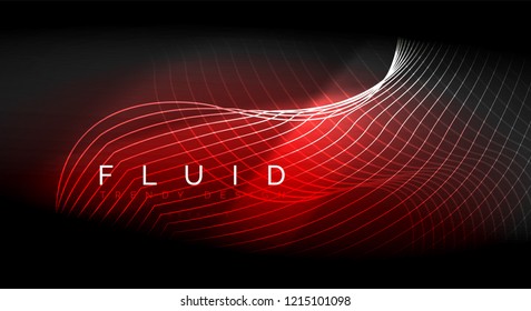 Neon glowing fluid wave lines, magic energy space light concept, abstract background wallpaper design, vector ripple texture illustration