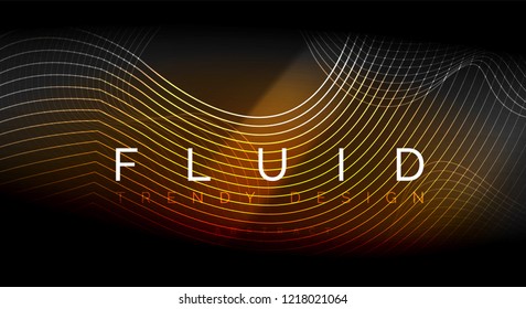 Neon glowing fluid wave lines, magic energy space light concept, abstract background wallpaper design, vector ripple texture illustration
