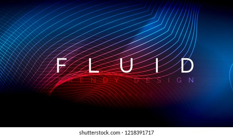 Neon glowing fluid wave lines, magic energy space light concept, abstract background wallpaper design, vector ripple texture illustration