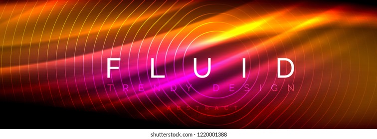 Neonleuchtende Fließbandlinien, magisches Energiespeicher-Lichtkonzept, abstrakter Hintergrund-Bildschirmhintergrund, Vektorgrafik