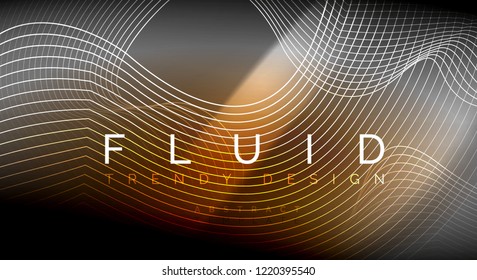 Neon glowing fluid wave lines, magic energy space light concept, abstract background wallpaper design, vector ripple texture illustration
