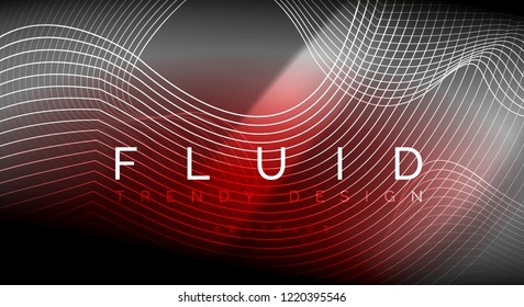 Neon glowing fluid wave lines, magic energy space light concept, abstract background wallpaper design, vector ripple texture illustration