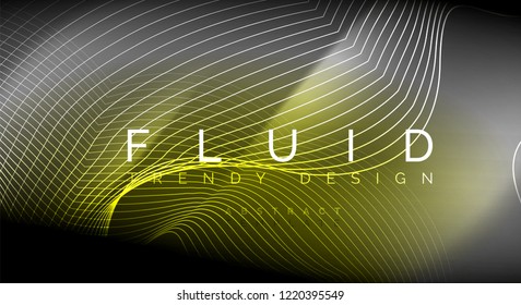 Neon glowing fluid wave lines, magic energy space light concept, abstract background wallpaper design, vector ripple texture illustration