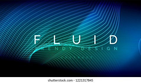 Neonleuchtende Fließbandlinien, magisches Energielampenlicht-Konzept, abstrakter Hintergrund, Tapete-Design, Vektorgrafik
