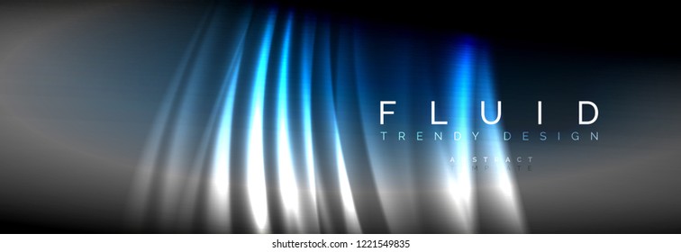 Líneas de onda de fluido brillantes neón, concepto de luz espacial mágica, diseño de fondo abstracto de fondo de fondo de fondo, ilustración vectorial