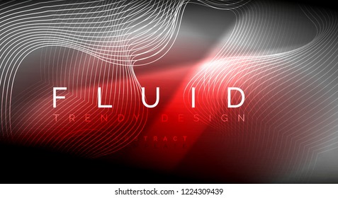 Neon glowing fluid wave lines, magic energy space light concept, abstract background wallpaper design, vector ripple texture illustration