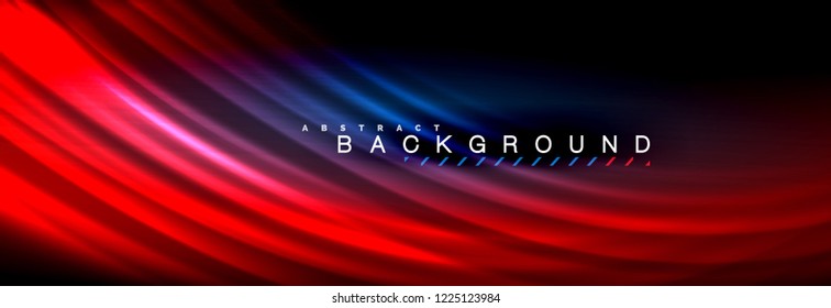 Neon glowing fluid wave lines, magic energy space light concept, abstract background wallpaper design, vector illustration