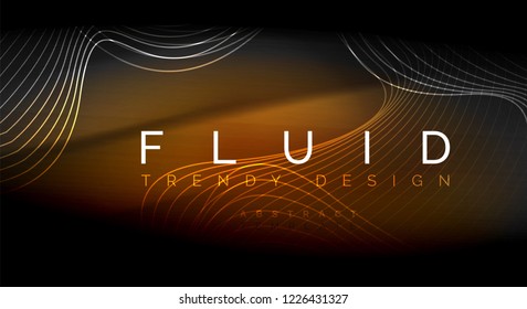 Neon glowing fluid wave lines, magic energy space light concept, abstract background wallpaper design, vector ripple texture illustration