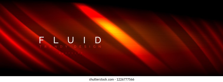 Neon glowing fluid wave lines, magic energy space light concept, abstract background wallpaper design, vector illustration