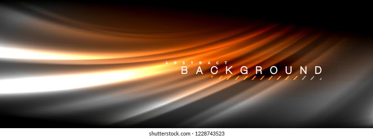 Líneas de onda de fluido brillantes neón, concepto de luz espacial mágica, diseño de fondo abstracto de fondo de fondo de fondo, ilustración vectorial