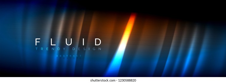 Líneas de onda de fluido brillantes neón, concepto de luz espacial mágica, diseño de fondo abstracto de fondo de fondo de fondo, ilustración vectorial