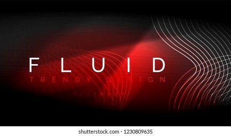 Neon glowing fluid wave lines, magic energy space light concept, abstract background wallpaper design, vector ripple texture illustration